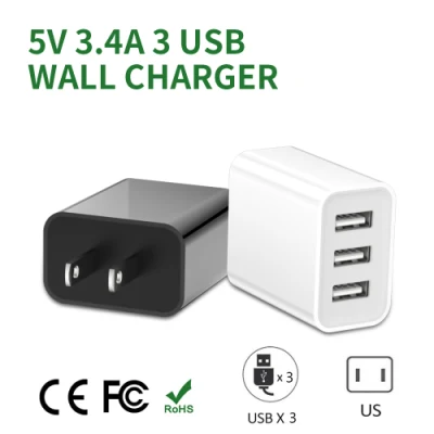 Uminsin 17W 3 puertos USB cargador EU/Us enchufe adaptador de pared portátil de carga rápida